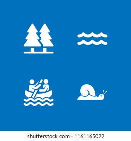 4 life icons in vector set. boat, tree, slow and ocean illustration for web and graphic design