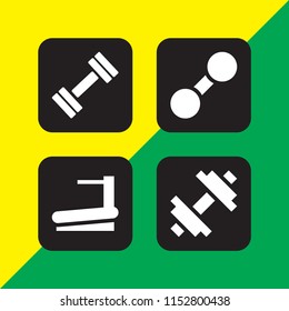 4 lift icons in vector set. weightlifting and gym illustration for web and graphic design