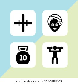 4 lifting icons in vector set. facial, gym and kettlebells illustration for web and graphic design