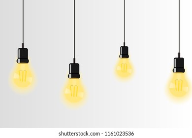 4 light bulbs background. Idea concept. Vector Illustrator