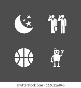 4 light icons in vector set. success, future, moon and basketball illustration for web and graphic design