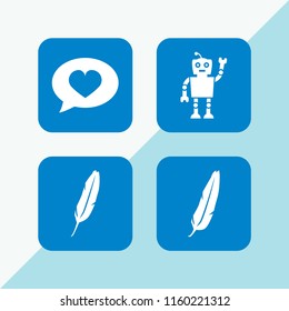 4 light icons in vector set. music, future and feather illustration for web and graphic design