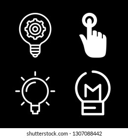 4 lightbulb icons with light bulb and idea in this set