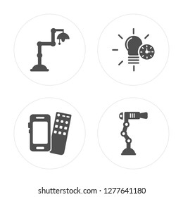 4 Lightbulb, Remote, Lighting, Cctv modern icons on round shapes, vector illustration, eps10, trendy icon set.