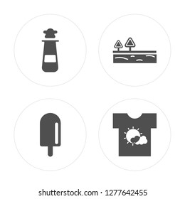 4 Lighthouse, Ice Cream, Lake, Shirt modern icons on round shapes, vector illustration, eps10, trendy icon set.