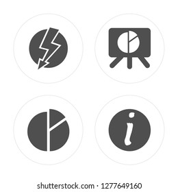 4 Lightning, Stats, Presentation, Info modern icons on round shapes, vector illustration, eps10, trendy icon set.