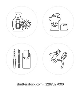 4 line Aroma, Pedicure, Skincare, Pedicure modern icons on round shapes, Aroma, Pedicure, Skincare, Pedicure vector illustration, trendy linear icon set.
