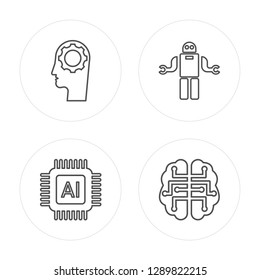 4 line Artificial intelligence, Artificial intelligence modern icons on round shapes, Artificial intelligence, Artificial intelligence, vector illustration, trendy linear icon set.