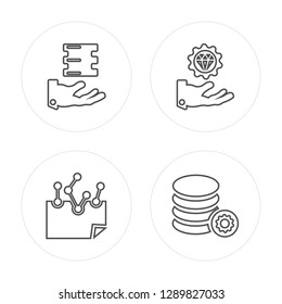 4 line Available, Encryption, Value, Data modern icons on round shapes, Available, Encryption, Value, Data vector illustration, trendy linear icon set.