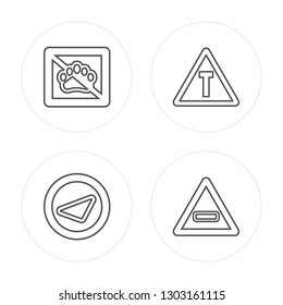 4 line Banned, Chemical products, Toxic, Alarm modern icons on round shapes, Banned, Chemical products, Toxic, Alarm vector illustration, trendy linear icon set.