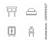 4 line Bedside table, Closet, Sofa, Tv table modern icons on round shapes, Bedside table, Closet, Sofa, Tv table vector illustration, trendy linear icon set.