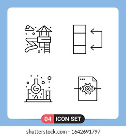 4 Line Black Icon Pack Outline Symbols for Mobile Apps isolated on white background. 4 Icons Set.