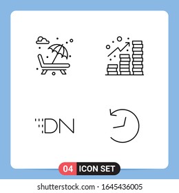 4 Line Black Icon Pack Outline Symbols for Mobile Apps isolated on white background. 4 Icons Set.