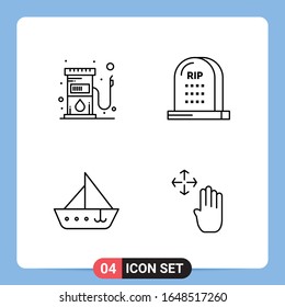 4 Line Black Icon Pack Outline Symbols for Mobile Apps isolated on white background. 4 Icons Set.