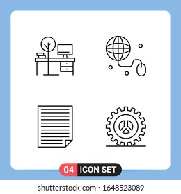 4 Line Black Icon Pack Outline Symbole für mobile Apps einzeln auf weißem Hintergrund. 4 Symbole Set.