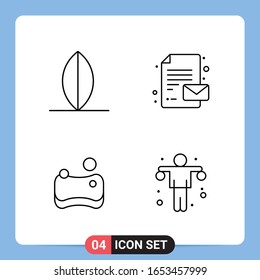 4 Line Black Icon Pack Outline Symbols for Mobile Apps isolated on white background. 4 Icons Set.