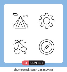 4 Line Black Icon Pack Outline Symbols for Mobile Apps isolated on white background. 4 Icons Set.