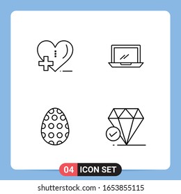 4 Line Black Icon Pack Outline Symbole für mobile Apps einzeln auf weißem Hintergrund. 4 Symbole Set.