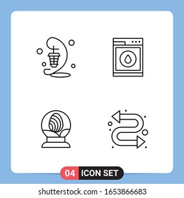 4 Line Black Icon Pack Outline Symbols for Mobile Apps isolated on white background. 4 Icons Set.