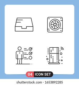 4 Line Black Icon Pack Outline Symbols for Mobile Apps isolated on white background. 4 Icons Set.