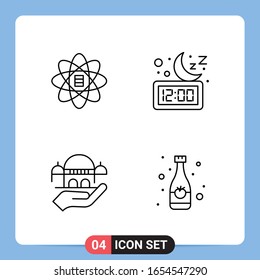 4 Line Black Icon Pack Outline Symbole für mobile Apps einzeln auf weißem Hintergrund. 4 Symbole Set.