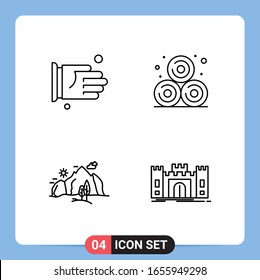 4 Line Black Icon Pack Outline Symbole für mobile Apps einzeln auf weißem Hintergrund. 4 Symbole Set.