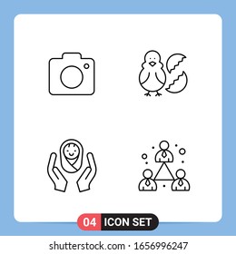 4 Line Black Icon Pack Outline Symbole für mobile Apps einzeln auf weißem Hintergrund. 4 Symbole Set.