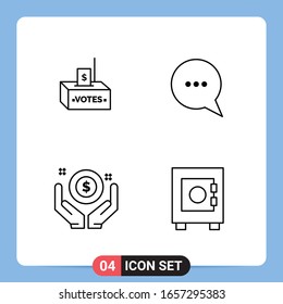 4 Line Black Icon Pack Outline Symbols for Mobile Apps isolated on white background. 4 Icons Set.