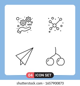 4 Line Black Icon Pack Outline Symbole für mobile Apps einzeln auf weißem Hintergrund. 4 Symbole Set.