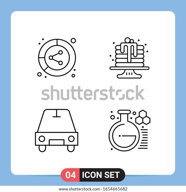 4 Line Black Icon Pack\
Outline Symbols for Mobile Apps isolated on white background. 4\
Icons Set.