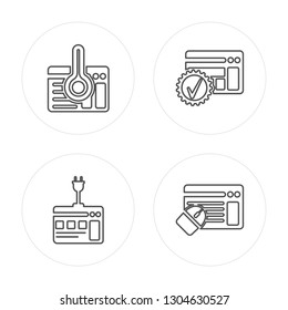 4 line Browser modern icons on round shapes, Browser vector illustration, trendy linear icon set.