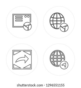 4 line Browser, Right arrow, Browser, Navigation modern icons on round shapes, Browser, Right arrow, Browser, Navigation vector illustration, trendy linear icon set.