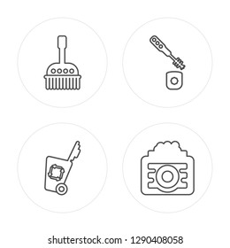4 line Brush cleanin, Garbage cleanin modern icons on round shapes, Brush cleanin, Garbage cleanin, vector illustration, trendy linear icon set.