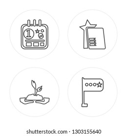 4 line Calendar, Growth, Study, Panel modern icons on round shapes, Calendar, Growth, Study, Panel vector illustration, trendy linear icon set.