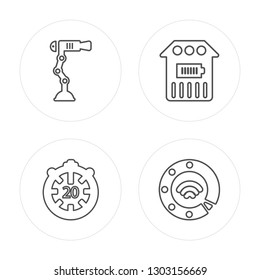 4 line Cctv, Smart, Home, Dial modern icons on round shapes, Cctv, Smart, Home, Dial vector illustration, trendy linear icon set.