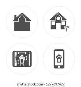 4 Line chart, print, For sale, Smartphone modern icons on round shapes, vector illustration, eps10, trendy icon set.