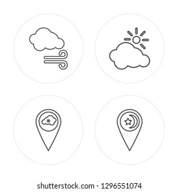 4 line Cloudy, Placeholder, Cloudy, Placeholder modern icons on round shapes, Cloudy, Placeholder, Cloudy, Placeholder vector illustration, trendy linear icon set.