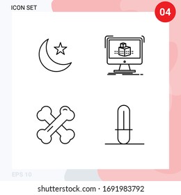 4 Line concept for Websites Mobile and Apps moon; calcium; night; modelling; rheumatism Editable Vector Design Elements
