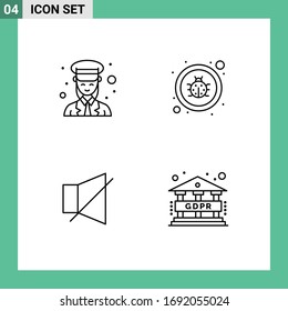 4 Line concept for Websites Mobile and Apps female; bell; police; fixing; silent Editable Vector Design Elements