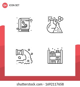 Concepto de 4 líneas para el libro de Websites Mobile y Apps; industria; libreta de teléfonos; ensayo; materiales de diseño de vectores editables de residuos