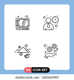 Concepto de 4 líneas para el diseño de Websites Mobile y Apps; exterior; interfaz; interfaz de usuario; elementos de diseño de vectores editables por sol