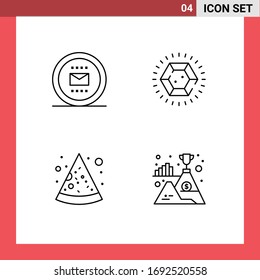 4 Line concept for Websites Mobile and Apps envelope; fast food; secretary; jewelry; pizza Editable Vector Design Elements