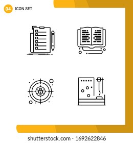 4 Line-Konzept für Websites Mobile und Apps-Expertise; Online-Studie; Liste; Bibliothek; Cyberbearbeitbare Vectordesign-Elemente
