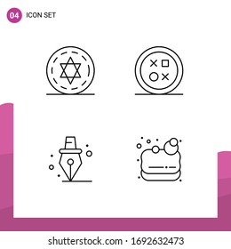 4 Line-Konzept für Websites Mobile und Apps-Kreis; Stift; Kreuz; rund; Vektorillustration-Design-Elemente für Seifen