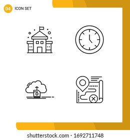 Concepto de 4 líneas para la creación de sitios web móviles y aplicaciones; ahorrar; reloj; tiempo; elementos de diseño de vectores editables informáticos