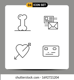 Concepto de 4 líneas para la anatomía de Websites Mobile y Apps; correo; articulaciones; e; elementos de diseño de vectores editables para el corazón