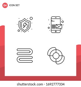 4 Line concept for Websites Mobile and Apps protect; clean; shield; message; towel Editable Vector Design Elements