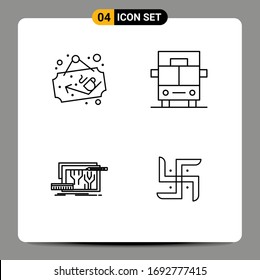 Concepto de 4 líneas para sitios web móviles y café de aplicaciones; circuito; tablero de anuncios; van; elementos de diseño de vectores editables de ingeniería
