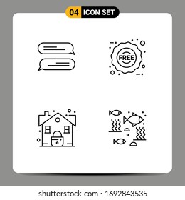 4 Line concept for Websites Mobile and Apps chatting; real; ecommerce; shopping; fish Editable Vector Design Elements