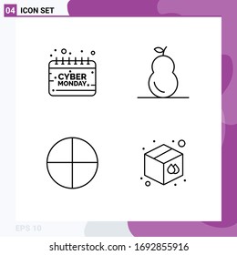 4 Line concept for Websites Mobile and Apps calendar; pill; monday; fruit; box Editable Vector Design Elements